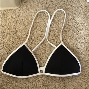 Black and white triangle bathing suit top
